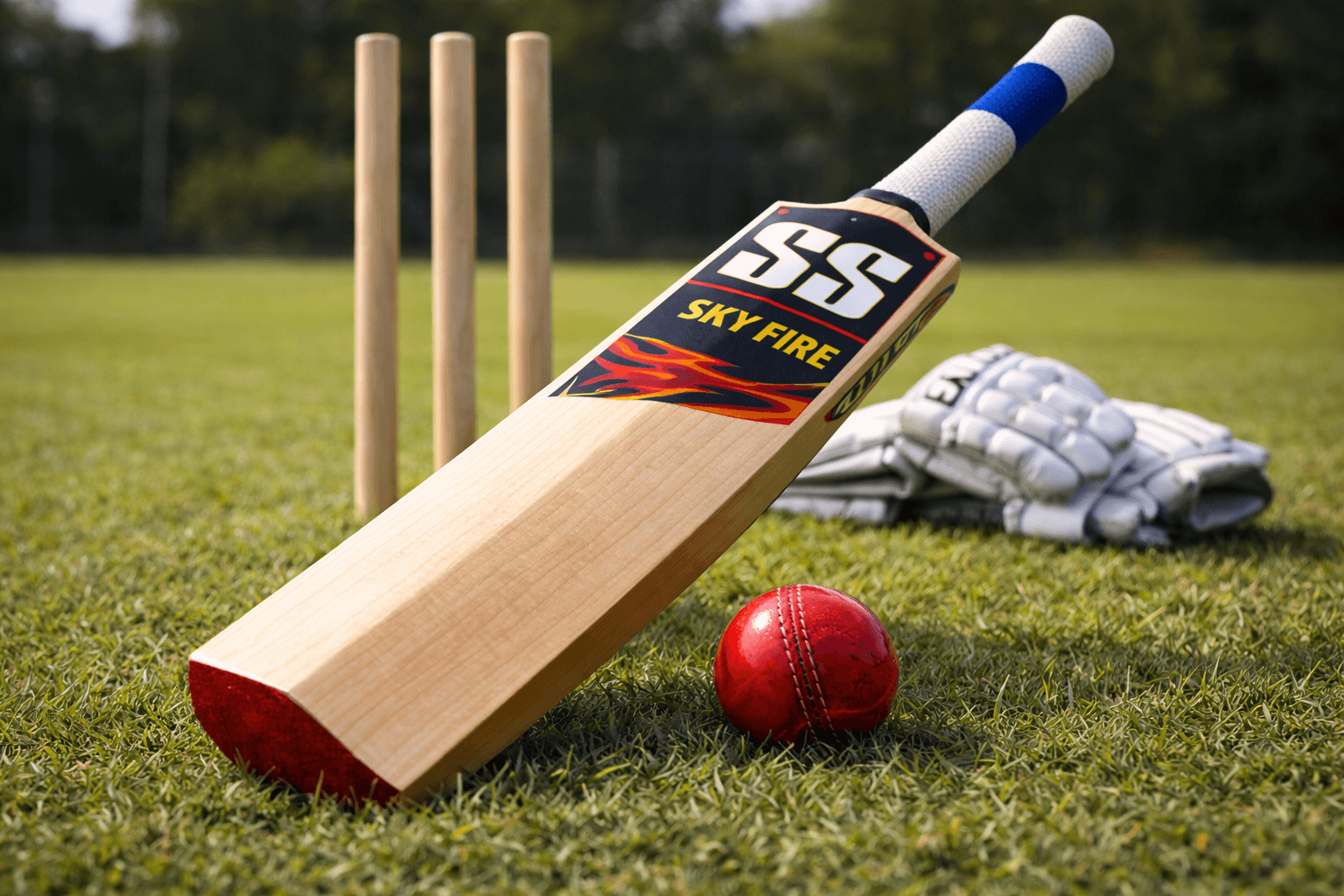 SS SKY FIRE English Willow Cricket Bat Front View