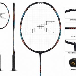 Hundred Cult 73 Badminton Racquet - Carbon Fiber PowerSlim 7.0mm Head Heavy 6U 73g Isometric Black Blue