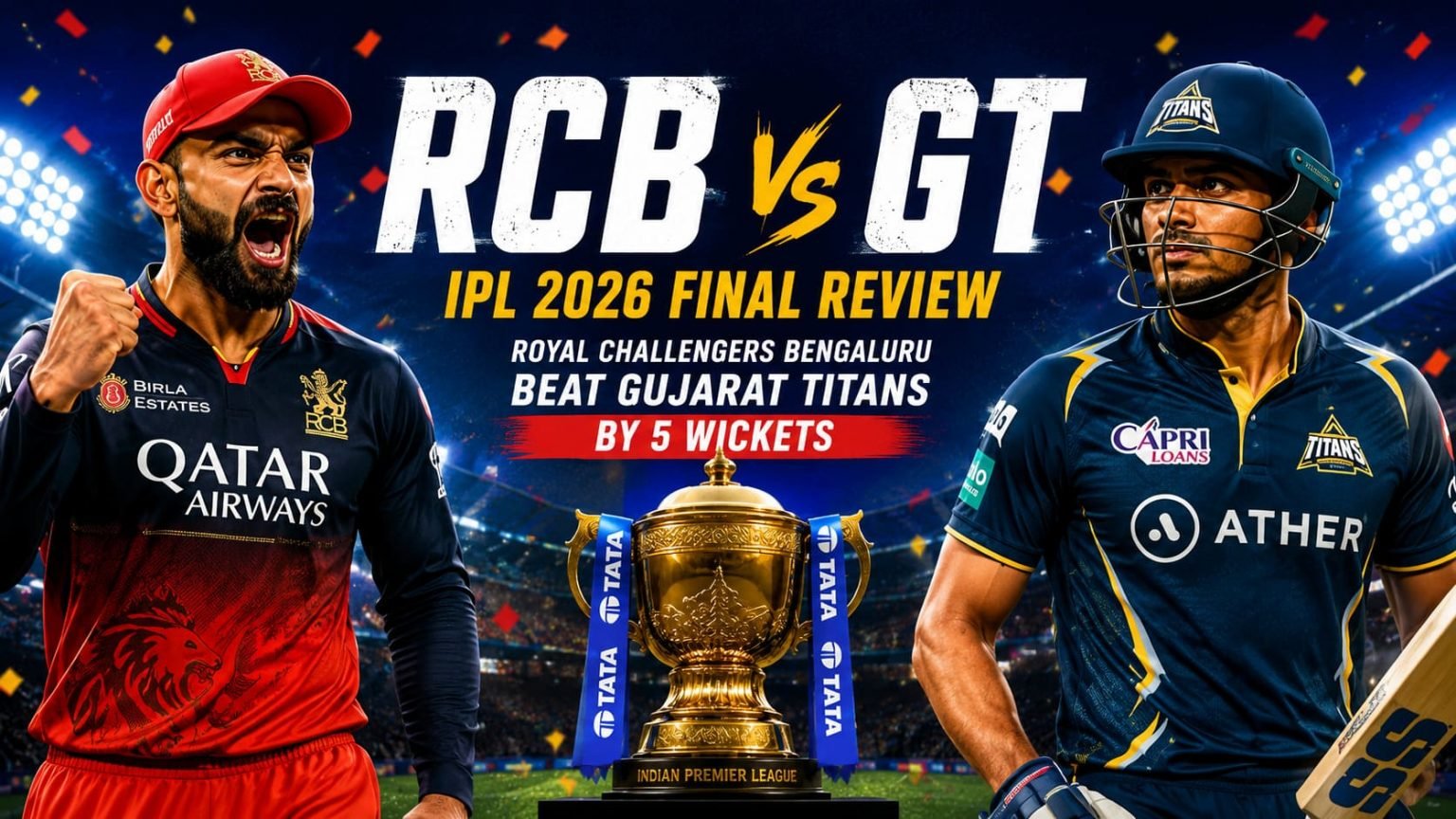 RCB vs GT IPL 2026 Final Review: RCB Beat Gujarat Titans by 5 Wickets
