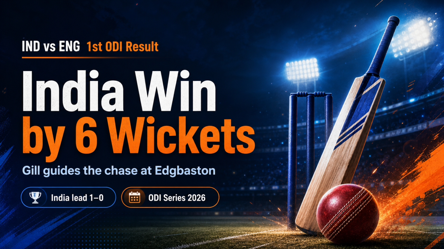 India vs England 1st ODI Result: Gill Guides 6-Wicket Win at Edgbaston
