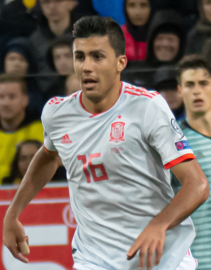 Rodri playing in midfield for Spain